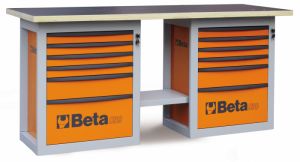 profesionální pracovní ponk 2m s 2 skříněmi, pracovní ponk do dílny servisu  BETA C59B , profi pracovní stůl s šuplíky délka 2 metry, značkový profesionální ponk  