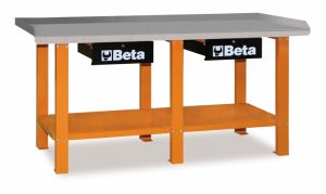  pracovní ponk 2m nosnost 1200kg BETA C56, pracovní stůl do dílny garáže, luxusní vybavení garáže z Itálie BETA, dílenský stůl pracovní s 2 šuplíky a plechovou deskou