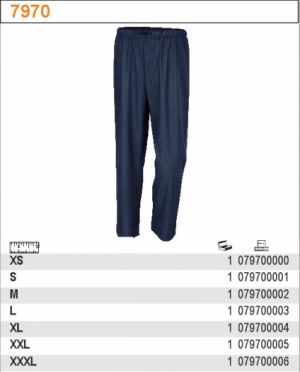 KALHOTY PRACOVNÍ Z PVC VODĚODOLNÉ TMAVĚ MODRÉ, kalhoty odolné vůči vodě, PVC Tricot, BETA