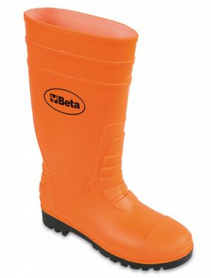 Boty vysoké bezpečné z PVC voděodolné s ocelovou špičkou, pracovní gumáky, ochranné boty proti vodě, oranžové gumovky BETA
