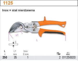 převodové ruční nůžky na plech pro přímé a pravé řezy, průmyslové nůžky, pákové nůžky na plech, nůžky BETA 1125