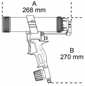 Pneumatická pistole pro vytlačování silikonu a lepidel u standardních plastových nebo kovových kartuší, pistole na lepidlo, BETA