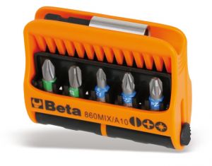 Sada šroubováků bitů Beta s magnetickým držákem do vrtačky, 10 ks bitů v plastovém pouzdru BETA sada bitů s magnetickým držákem