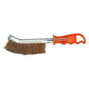 Kartáč mosazný ruční, drátěný kartáč, materiál mosaz, ergonomicky tvarovaná plastová rukojeť. Kartáč drátěný ruční mosaz