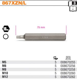 Dlouhý bit tisícihran XZN 10mm bit BETA 867 XZN/L dlouhý, prodloužený, nástavec 10mm s profilem  XZN®, náhradní bit s šestihranem 10mm, tisícihran 