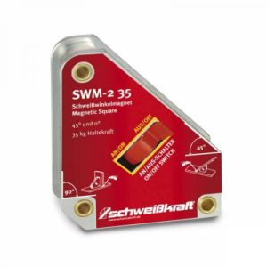 Vypínatelný svařovací úhlový magnet BOW, řada  SWM-2, úhlový magnet pro fixaci plechů, kulatých i hranatých obrobků nebo trubek pro úhly 45° a 90°.