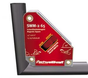 Vypínatelný svařovací úhlový magnet BOW, řada  SWM-2, úhlový magnet pro fixaci plechů, kulatých i hranatých obrobků nebo trubek pro úhly 45° a 90°.
