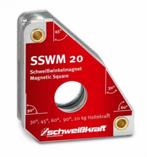 Permanentní svařovací úhlový magnet SSWM 20, úhlový magnet pro úhly 30°, 45°, 60° a 90°.
