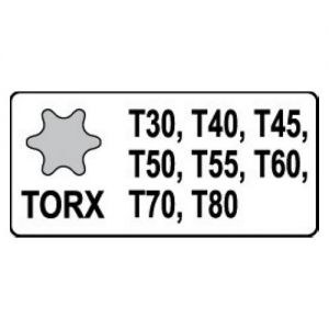 Torx dlouhý  T30 T40 T45 T50 T55 T60 T70 T80 dlouhý Torx kovanný na utahovák 1/2" kovanné  Torxy sada hlavic Torxů dlouhých černých  