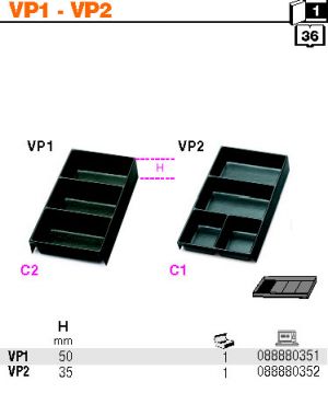 modul přihrádky do dílenského vozíku Beta, krabičky na spojovací materiál do vozíku Beta VP3, VP4,VP1 VP2 do vrchní skříňky Beta 