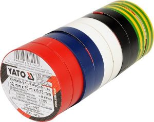Izolační páska  12 x 0,13 mm x 10 m barevná 10 ks sada kvalitních, elektroizolačních, pružných, samolepících pásek ze směsi PVC a gumy.