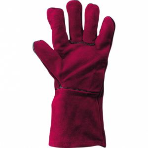 Kožené svářečské rukavice - americký střih, červené
