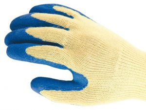 Pracovní rukavice potažené latexem, Bezešvé rukavice s polyesterové tkaniny s hrubým latexovým povlakem, EN388