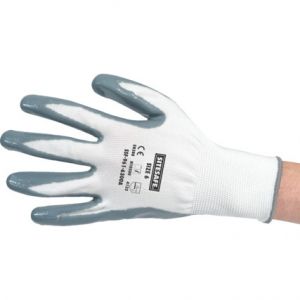 slabé pracovní rukavice pružné nylonové vložky s nitrilovým potahem dlaně pro práci s oleji velikost 6, 7, 8, 9, 10. RUKAVICE SITESAFE FLAT NITRILE S POVLAKEM