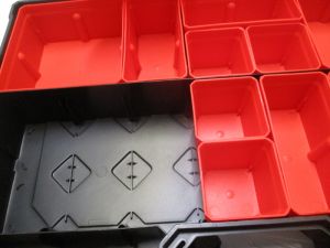 organizer na drobné součástky s vyjímatelnými boxy, organizer s krabičkami 12ks 390x284x60mm