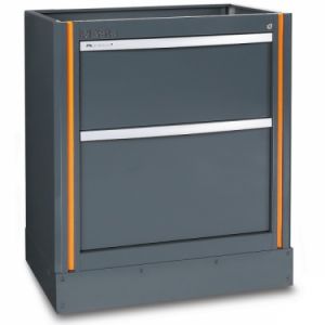 skříňka s 2 šuplíky Beta 55 šedá , C55M2 - Pevný modul s 2 zásuvkami, pro kombinaci nábytku pro autodílnu