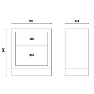 skříňka s 2 šuplíky Beta 55 šedá , C55M2 - Pevný modul s 2 zásuvkami, pro kombinaci nábytku pro autodílnu