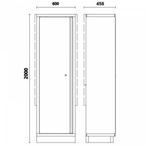 Jednodveřová skříň na nářadí s držákem pro sestavu dílenského nábytku c45PRO, 4500/C45PRO/AS1