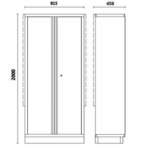 Dvoudveřová skříň na nářadí s držákem pro sestavu dílenského nábytku C45PRO, 4500/C45PRO/AS2