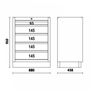 Modul s 5 zásuvkami pro sestavu dílenského nábytku C45PRO, 4500/C45PRO/M5