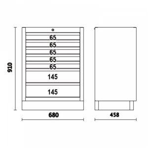 Modul se 7 zásuvkami pro sestavu dílenského nábytku C45PRO, 4500/C45PRO/M7