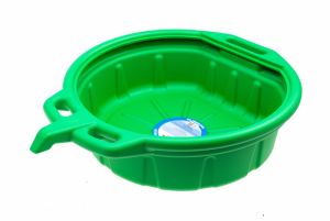 Záchytná vana na vypouštění oleje a kapalin 16 l plastová s výlevkou zelená, vypouštěcí vana na chladící kapalinu s hubicí 10L zelená 