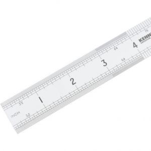 Nerezové měřítko mm/inch tuhé - zaoblený konec 300mm/12" měřítko v mm i palcích