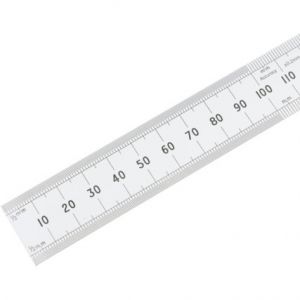 Nerezové měřítko mm/inch tuhé - zaoblený konec 300mm/12" měřítko v mm i palcích