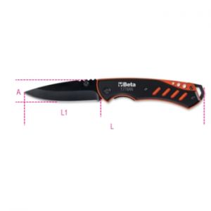 Zavírací nůž BETA čepel z nerezové oceli, lehká rukojeť z eloxovaného hliníku v pouzdře, značkový zavírací nůž Beta tools