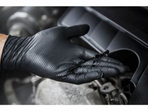 Nitrilové rukavice pro mechaniky dílenské černé extra pevné 50ks, odolné proti chemikáliím 