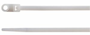 bílá stahovací páska s otvorem na přichycení šroubem Stahovací pásky s oky pro uchycení šroubem transparentní 1748-BH, profi stahovací elektrikářské pásky plast bílé transparentní 