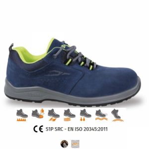 pracovní semišové perforované boty modré Beta 7225PEK   S1P SRC - EN ISO 20345:2011, luxusní pracovní obuv plast špice a vložka proti propichu modrá semišová  Beta Italy