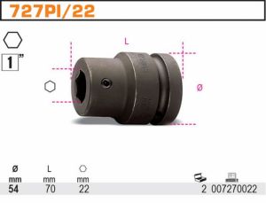 1" držák rázových bitů Torx a Imbus Beta s 22mm šestihranem 727PI/22 pro 727/ES22 a 727/ES22TX