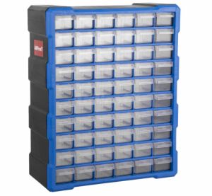 skříňka na šroubky 60 šuplíků, Plastový organizér s 60 šuplíky , box na uložení drobných dílů součástek s 60 boxy