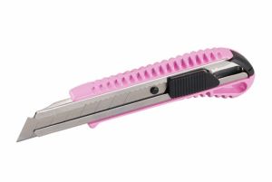 olamovací nůž pro ženy růžový kovový 18mm Nůž odlamovací ALU 18mm růžový, dárek pro tvořivou ženu olamovací nůž růžový šíře čepele 18mm