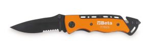 Akční nůž BETA, výklopný záchrannářský s funkcemi kladívka pro rozbití okna a břitu pro přeříznutí bezpečnostních pásů, nůž záchranářský BETA