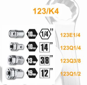 adaptéry redukce gola do ráčnového klíče BETA 123/K4 ,ráčna z klíče sada 4 ks