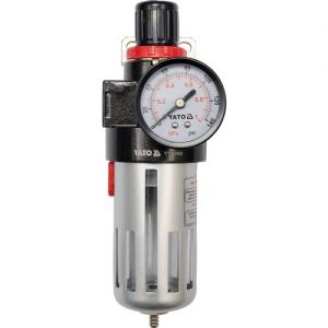 Regulátor tlaku vzduchu Yato YT-2383 s odlučovačem vody,filtr a regulátor vzduchu na kompresor se závitem G1/2",Regulátor tlaku vzduchu s odlučovačem 