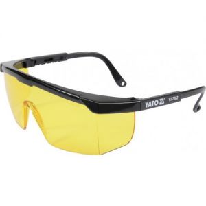 Ochranné pracovní brýle žluté, Žluté ochranné brýle z polykarbonátu s délkově nastavitelnými ramínky filtrem který chrání proti UV záření 2C-1,2., Evropský standart	EN 166