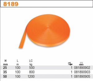 Popruh pro upínací ráčnu  v metráži 100m šířka 25/35/50mm popruh k ráčnovým upínačům na náklad  nosnost 500/800/1200Kg délka 1000m BETA