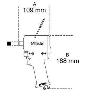 Hodně malý rázový vzduchový utahovák 1/2" 770Nm 1,3kg, malá bouchačka na vzduch na golu 1/2", lehký kompaktní rázový utahovák na vzduch na normální golu  770Nm , rázový utahovák BETA 1927XM