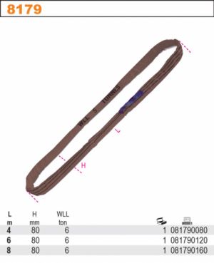 Kruhový popruh, vázací prostředek nosnost 6t hadovité zavěšení kruhová vázací kurta, úvaz jeřábový kruhový 6000kg 