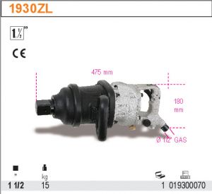  pneumatický rázový utahovák 1 1/2" extra velký rázový utahovák 4068 Nm, pneumatická utahovačka na velké hlavice 1 1/2" beta 1930ZL