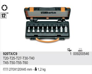 Profesionální Hlavice Torx BETA 920TX, délka 58mm T20 T25 T27 T30 T40 T45 T50 T55 T60 torx na 1/2" golu, torx na golu 12cm prodloužený profi ořech Torx torx  profi 