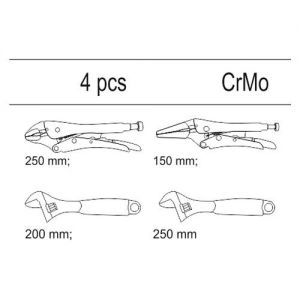 Vložka do zásuvky 2x klíč nastavitelný 200/250mm, 2x kleště samosvorné 250/125mm