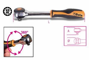 sada gola s otočnou rukojetí Ráčna BETA 1/2" s otočnou rukojetí pro práci v malých prostorech v sadě s šestihrannými ořechy, a příslušenstvím v pěnovém pouzdře vloženém v kovovém kufříku