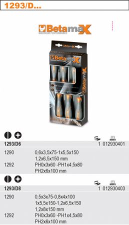 Sada šroubováků 6ks - plochý šroubovák 3ks, křížový šroubovák 3ks, profi šroubováky BETA