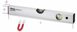 Vodováha BETA s magnetickou podstavou, vyrobena z eloxovaného profilového hliníku, 2 nerozbitné nádobky, přesnost: 1 mm/m, 