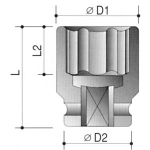 3/8" hlavice průmyslová - kovaná prodloužená dlouhá, pro rázové utahováky pneumatické a elektrické 3/8", ořech na utahovák