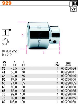 1"gola hlavice ořech  BETA 929, metrické ořechy na golu 1" 36-80mm ,profi hlavice na extra velkou golu 